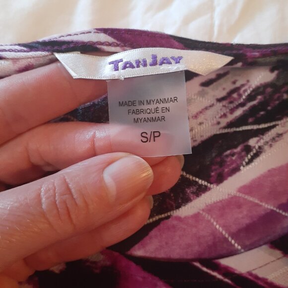 TanJay Blouse Fuchsia, Black and White Size Small - Picture 3 of 5
